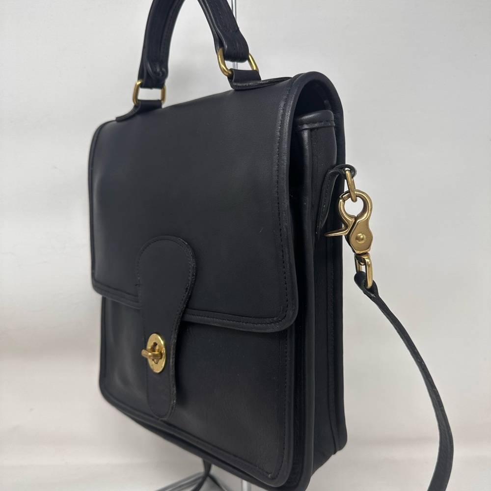 Vintage Coach Station Bag Black Leather Top-Handle Crossbody with Gold Hardware - Picture 3 of 7